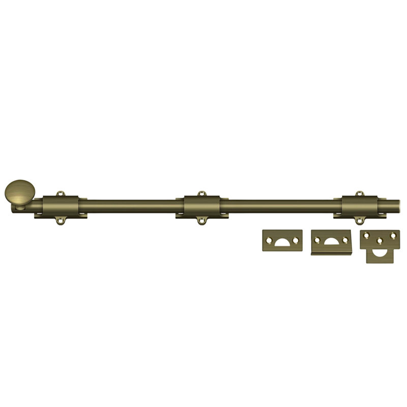 Brass Latch/Catch/Bolt, Antique Brass, 1.875" H x 18.5" W x 1.25" D