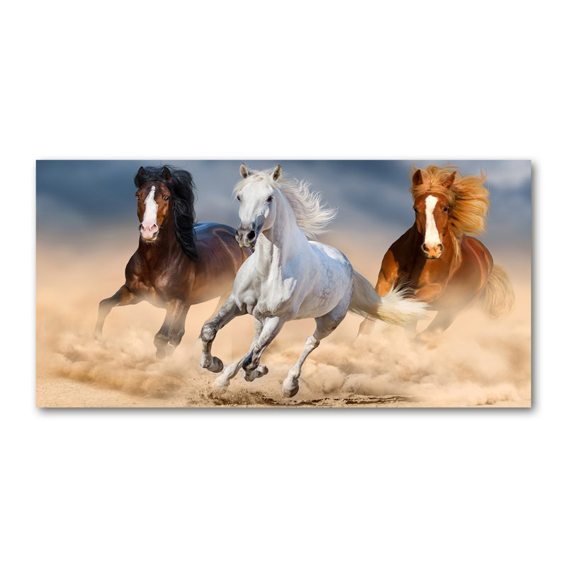 Horses In The Desert - No Frame Print on Canvas