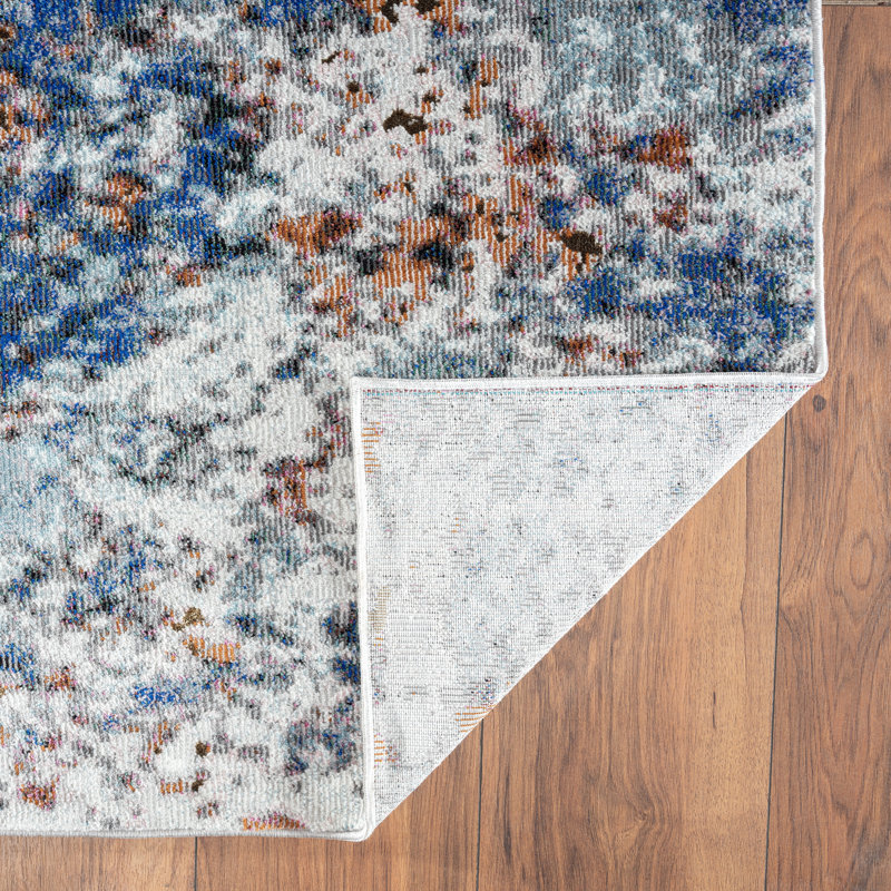 Nimbus Blue/Gray/Black Area Rug, Rectangle 5' x 7'6"