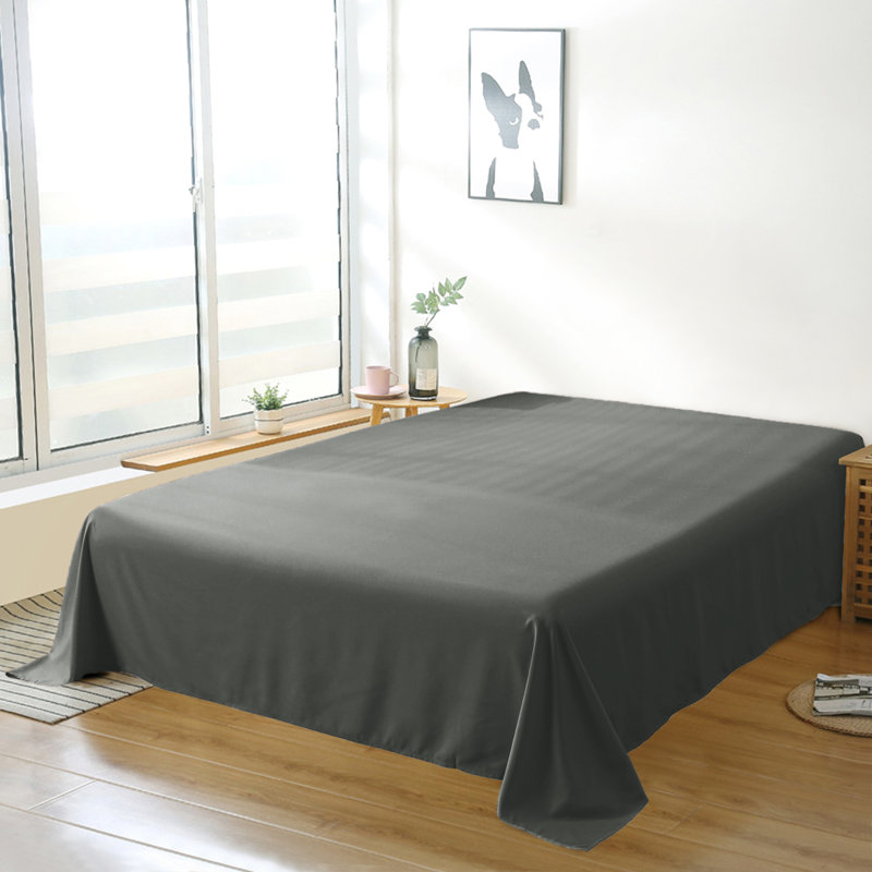 Drap plat seulement, drap de dessus en microfibre brossée 1800 - NTBAY, Drap plat pour lit simple TG, Gris foncé
