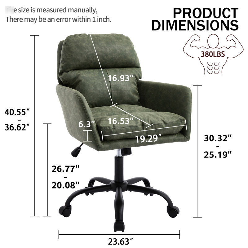 Inbox Zero Task Chair, 39.79" H, Vert, Vert