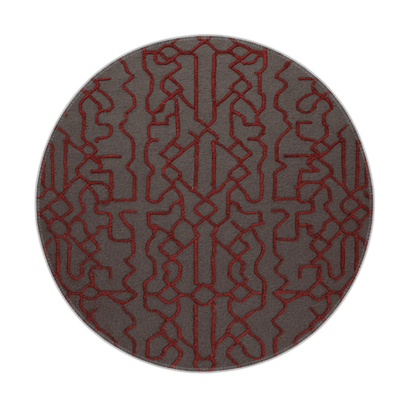 Tapis gris intérieur et extérieur Trellis, Rond 5 pi