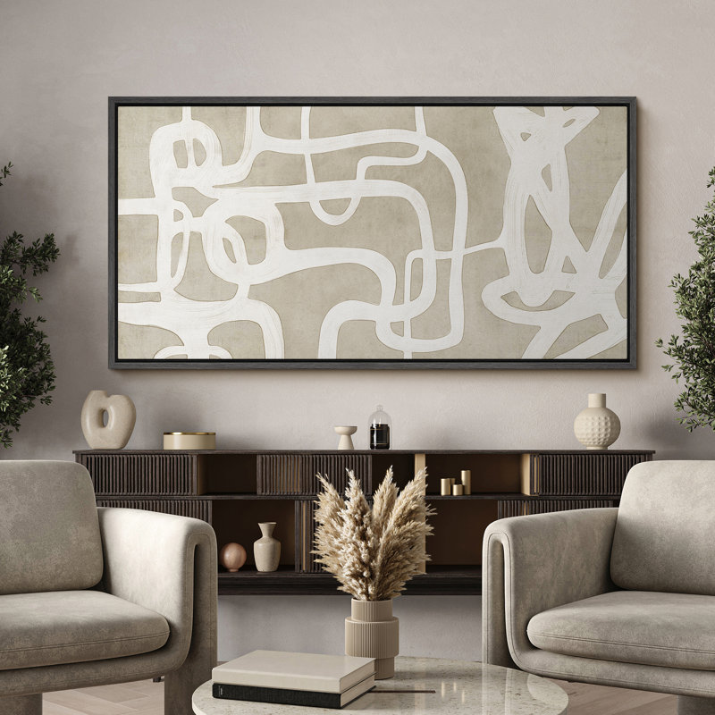 Art moderne moderne géométrique abstrait, H 30 po x l 60 po, Black