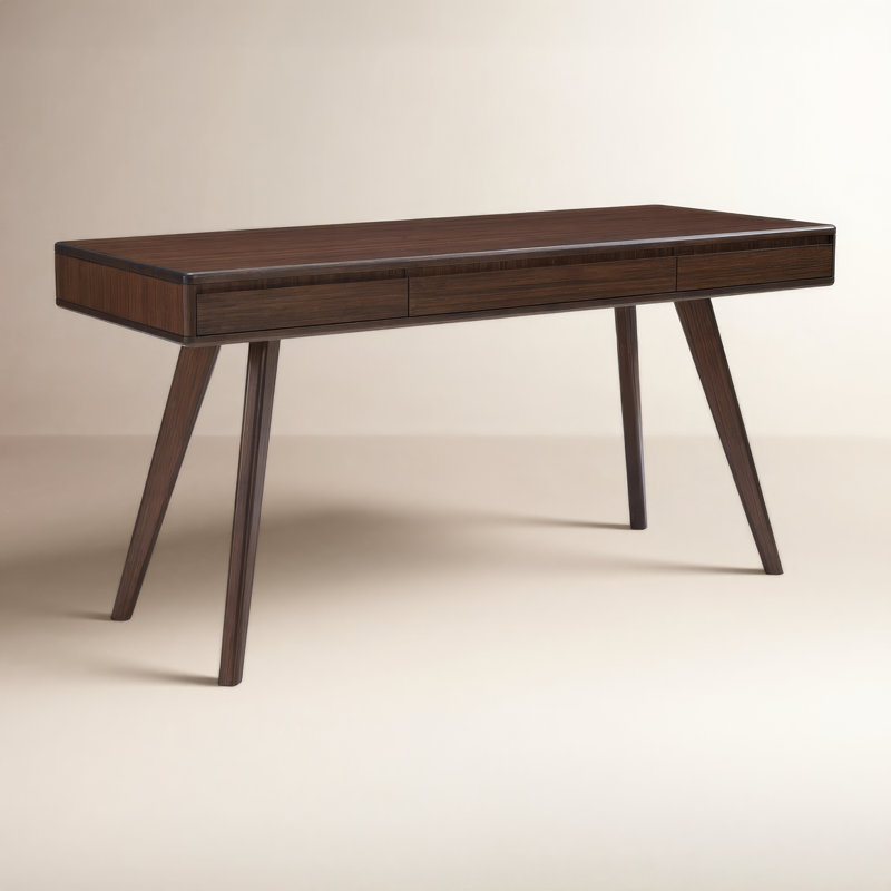 Bureau en bois massif Lacey, Noir noyer
