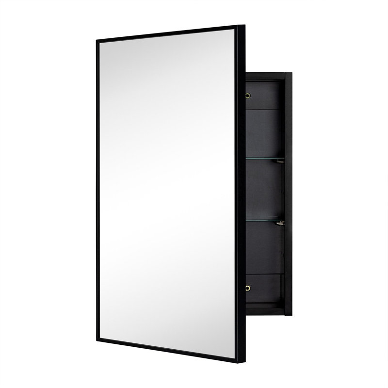 Armoire à pharmacie 16 po x 24 po Velin, H 24 po x l 16,50 po x P 4,84 po, Noir