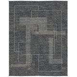Nexus Hand Knotted Wool Geometric Area Rug in Charcoal/White