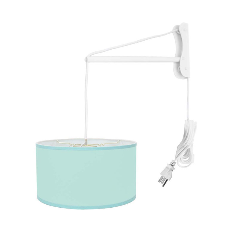 Stabler Plug-in Swing Arm Sconce, Island Paradise Blue, 18" H x 18" W x 10" D