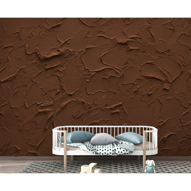 Papier peint texture cacao cacao | Peler et coller abstrait chaud | Effet mural en argile rustique | Murale moderne texturée 423DRE
