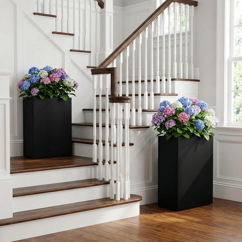 Rectangular Metal Planters for Outdoor Plants Set Of 2, 30" H x 16" W x 10" D