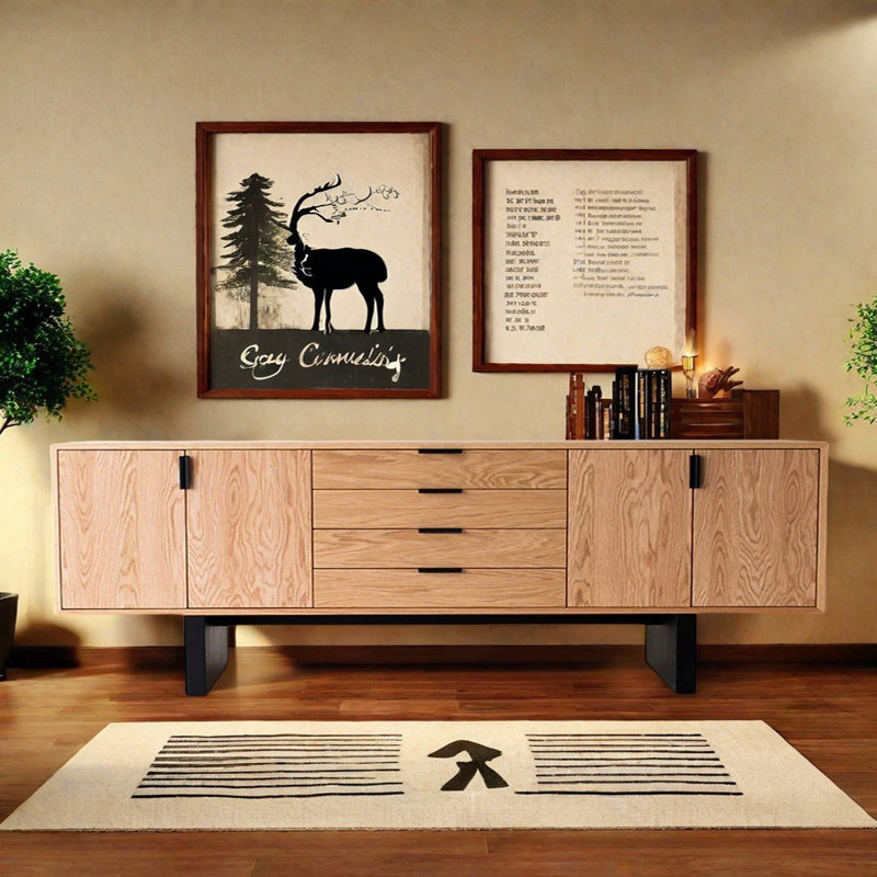 Buffet en bois massif de haute qualité, H 30,71 po x l 86,61 po x P 19,69 po