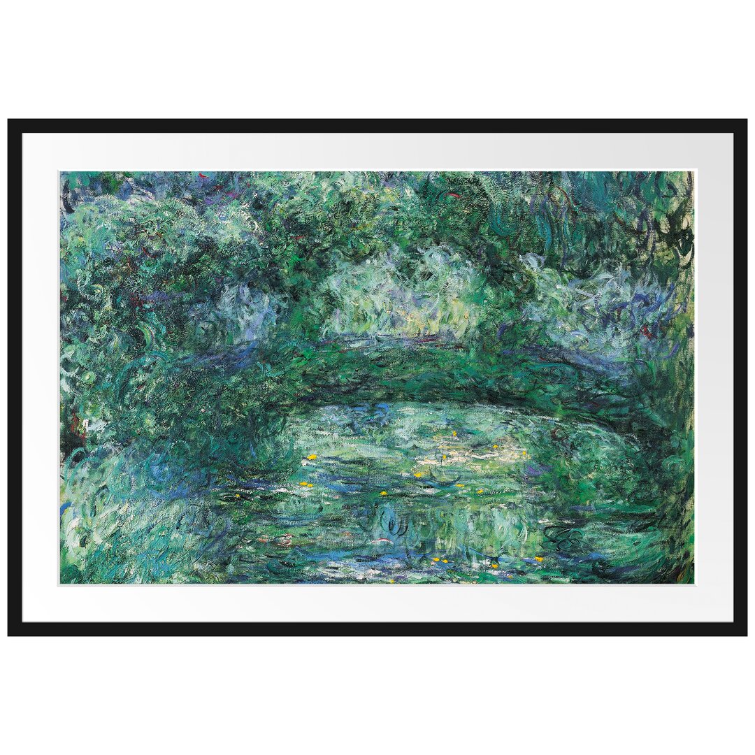 Gerahmtes Leinwandbild Japanische Brücke über einen Teich mit Seerosen III von Claude Monet