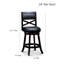 Tabouret de bar pivotant de 61 cm (24 po) avec structure stable, finition cerisier, assise en tissu anthracite. Rotation à 360 degrés. Pieds évasés en mousse confortable pour une stabilité accrue.