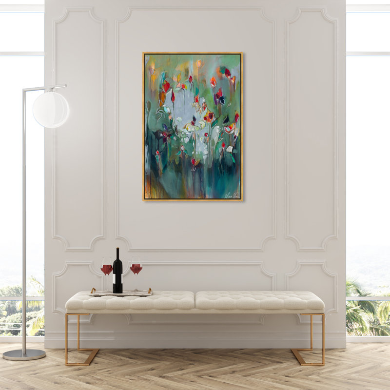Abstrait Michaela Nesim - impression sur toile tendue, H 54 po x l 36 po, Cadre flottant doré