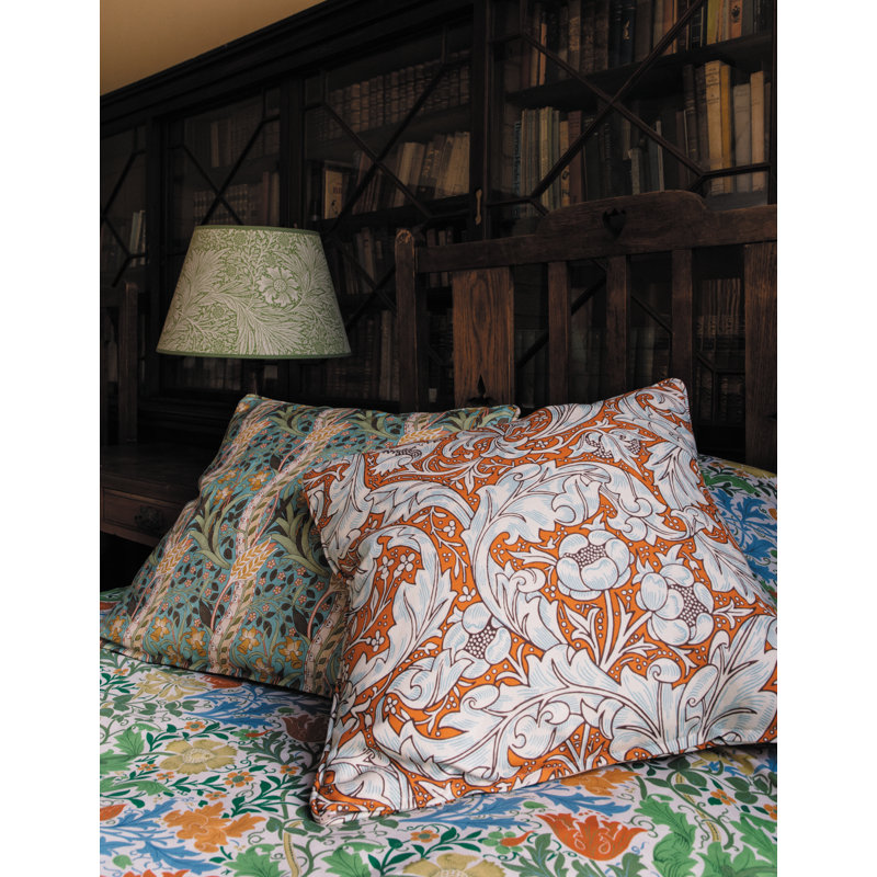 Bachelors Button Fabric, Burnt Orange/Sky