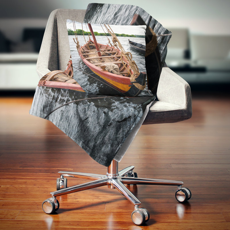 Coussin seascape pour bateau en bois, 18 po x 18 po