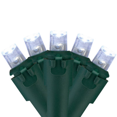 50ct Pure White LED Wide Angle Christmas Lights Green Wire
