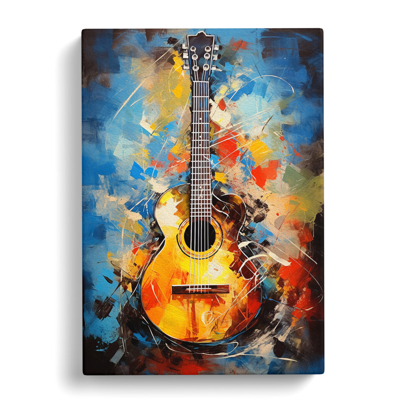 Acoustic Guitar Action Painting - Wrapped Canvas, 60cm H x 40cm W x 3cm D