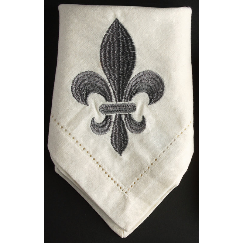 Kylee Cotton Embroidered Square Napkin, Gray