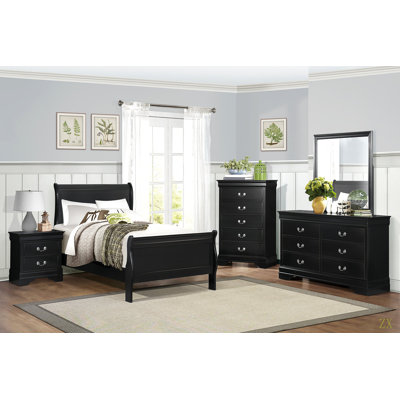 1Pc Finish Twin Size Bed Traditional Louis Philippe Style Wooden Bedroom Furniture