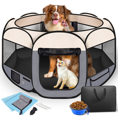 Elenah 45“ Portable Pet Playpen for Medium/Small Dog, Dog Playpen for Outdoor, Dog Crate for Indoor