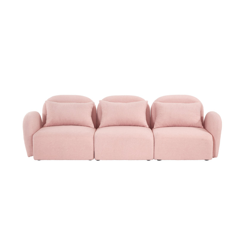 Upholstered Sofa, 28.3" H x 94" W x 34.2" D, Pink 100% Polyester