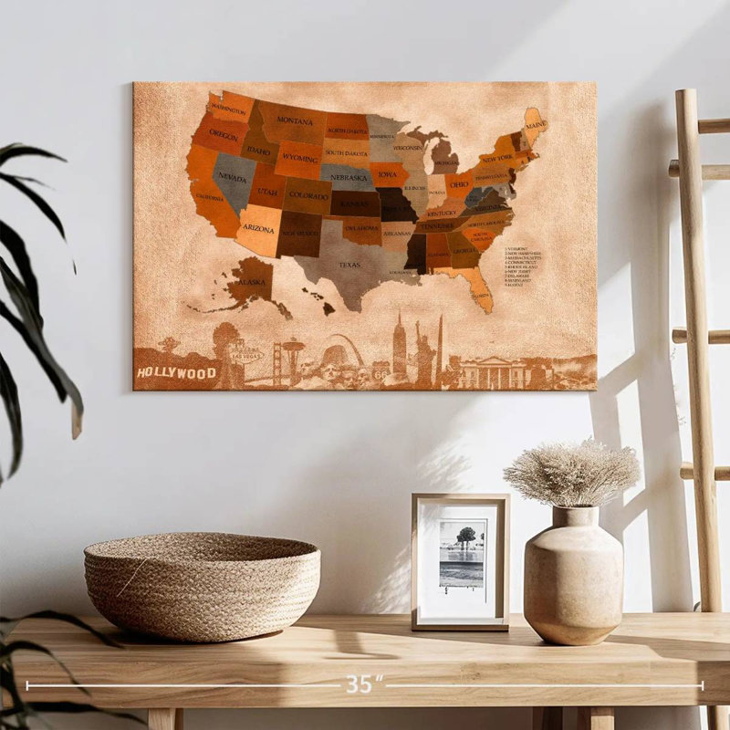 Carte d'automne des États-Unis à Aliaz, H 16 po x l 24 po