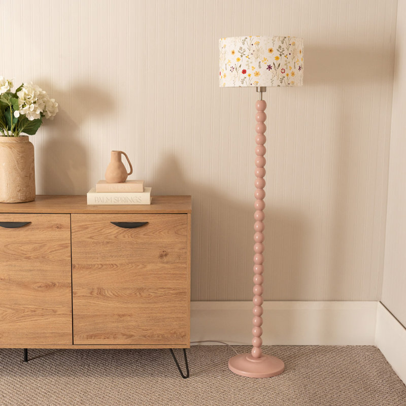 Aryianna 145cm Traditional Floor Lamp, Pink, No