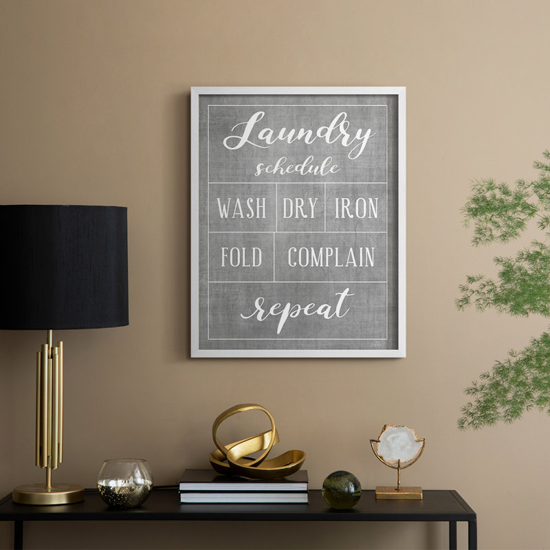 Laundry Schedule Framed Print - Solid Wood, 15" H x 12" W, White