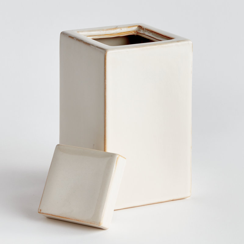 Ophelia Jar Large, 9.5" H x 5.25" W x 5.25" D, Cream