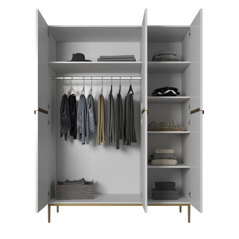 NICOLE SZAFA 150 3D Wardrobe, White/Gold