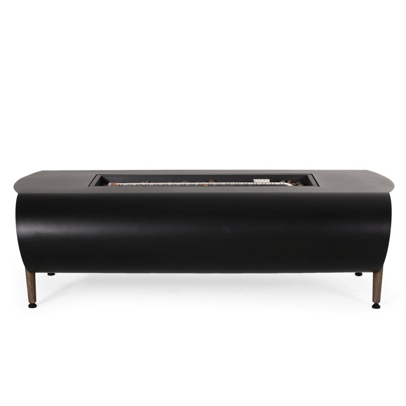 50,000btu Fireplace - Dark Gray Iron Rectangular Outdoor Warmth Option Fire Pit Ambiance Producer