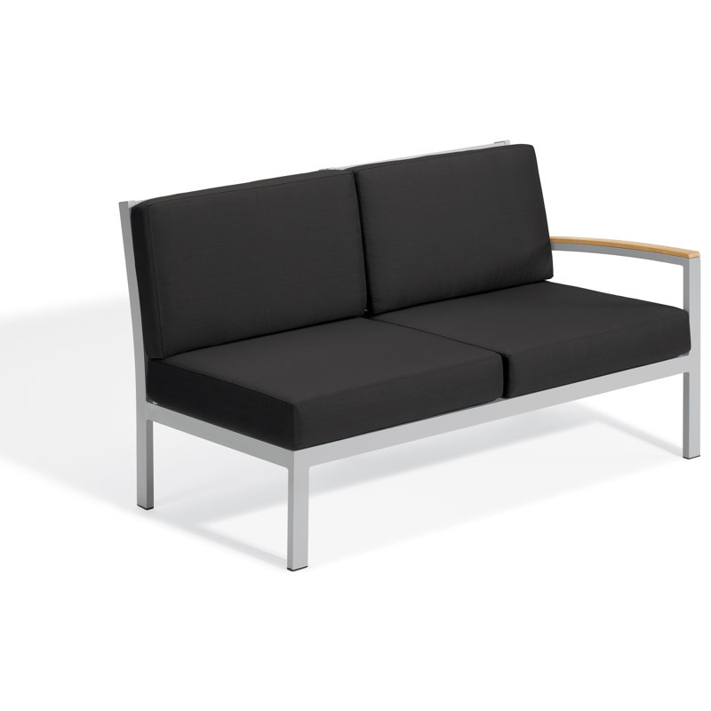 Travira Outdoor - Seat Patio Sectional, Midnight Blue, Natural Tekwood