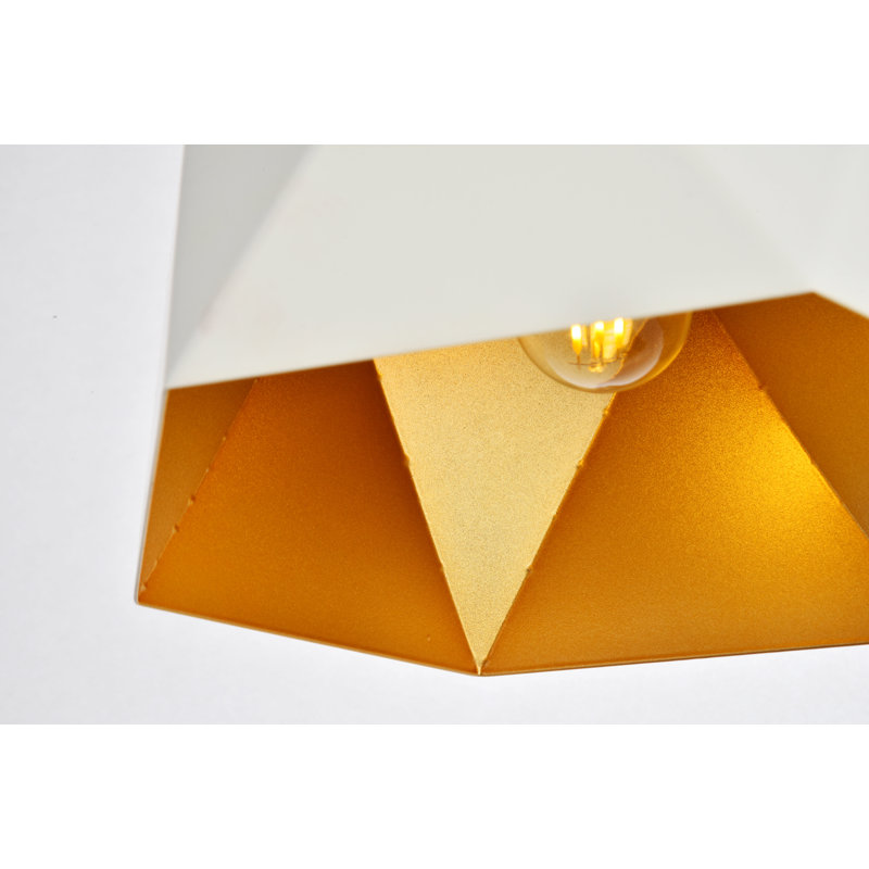Neri 1-Light Dimmable Single Pendant, 67" H x 10.2" W x 10.2" D, White/Gold
