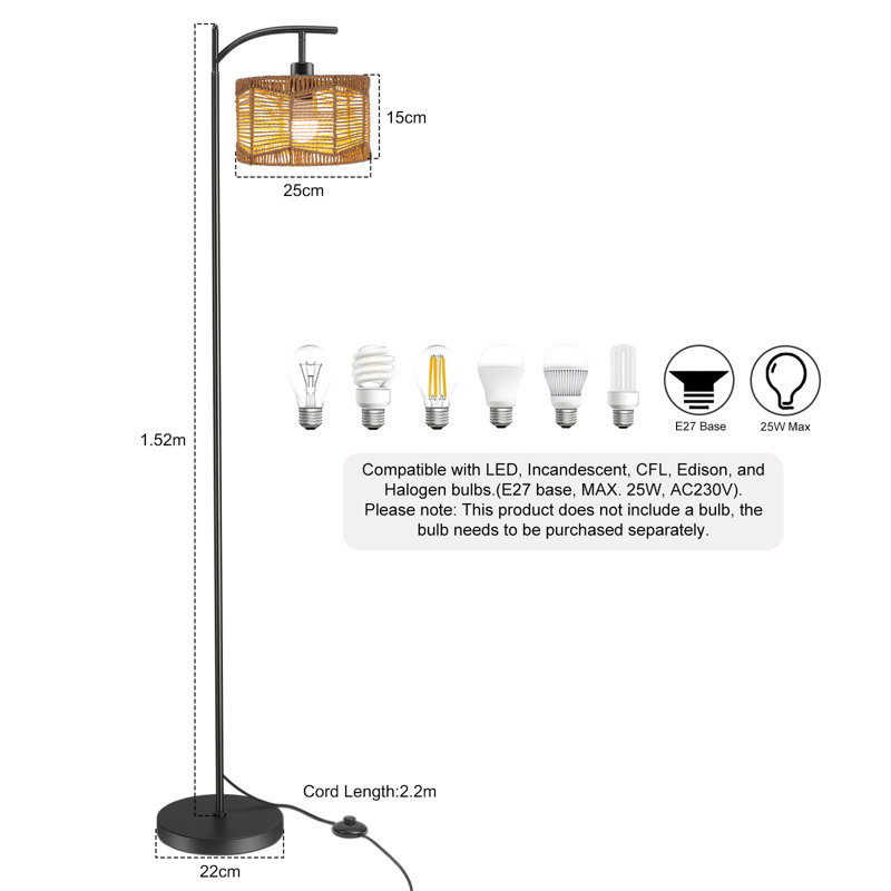 Ammeera 152cm Matte Task Floor Lamp