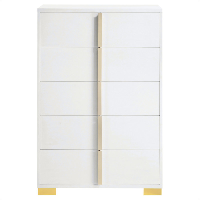 Commode blanche 5 tiroirs Medici, White