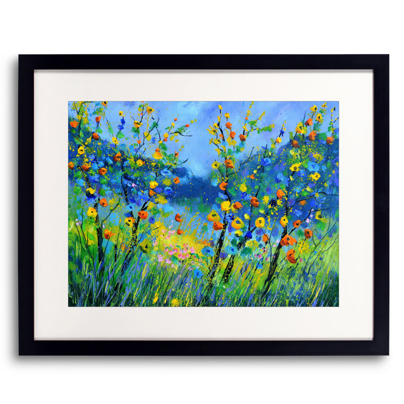 «Full Summer» par Pol Ledent - Peinture, Papier avec cadre noir, 30" H x 24" W