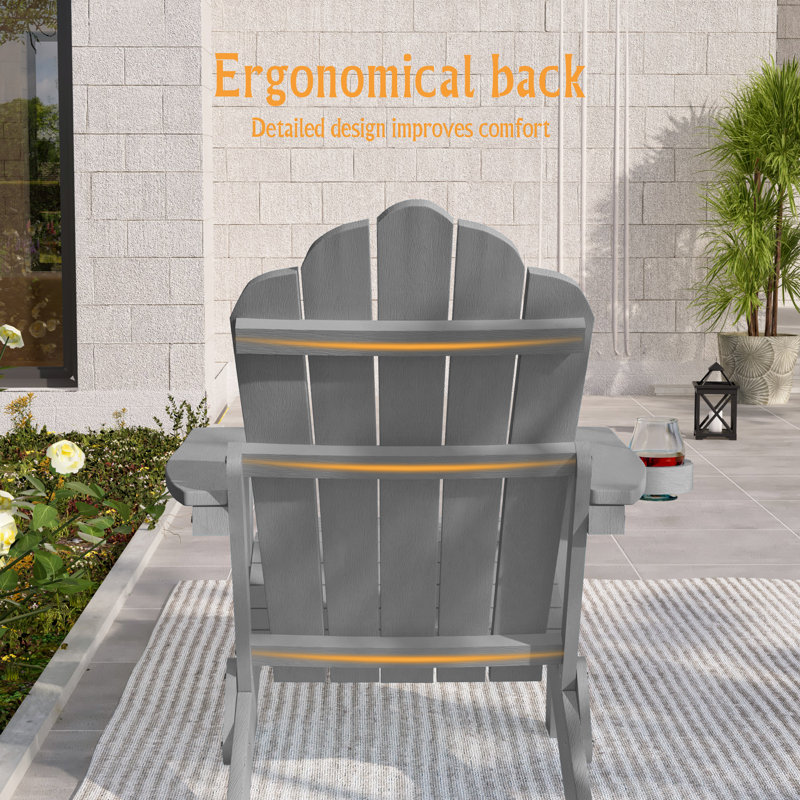 Weather Resistant Folding Adirondack Chair, Gray