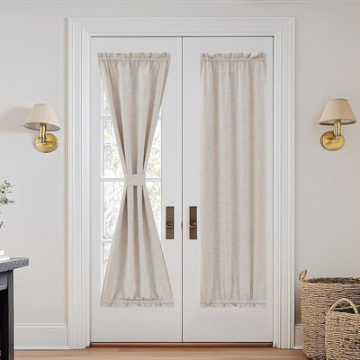 Rideau de porte en lin CUF2TCWWCKNICETown pour fenêtre, rideaux de porte française pour l'intimité, habillage de fenêtre occultant à 100% pour le salon de la chambre à coucher (avoine, l 36 po x L 72 po, 1 panneau)