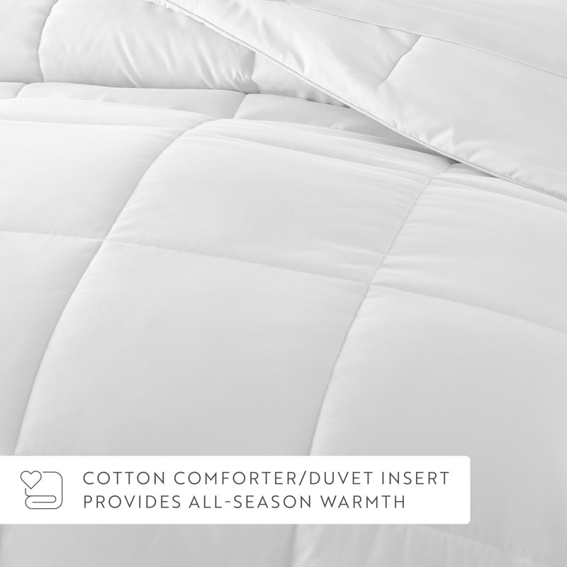 Premium 300TC Brushed Cotton Comforter & Duvet Cover Set, Blue, Twin Duvet Cover & Insert + 1 Standard Sham