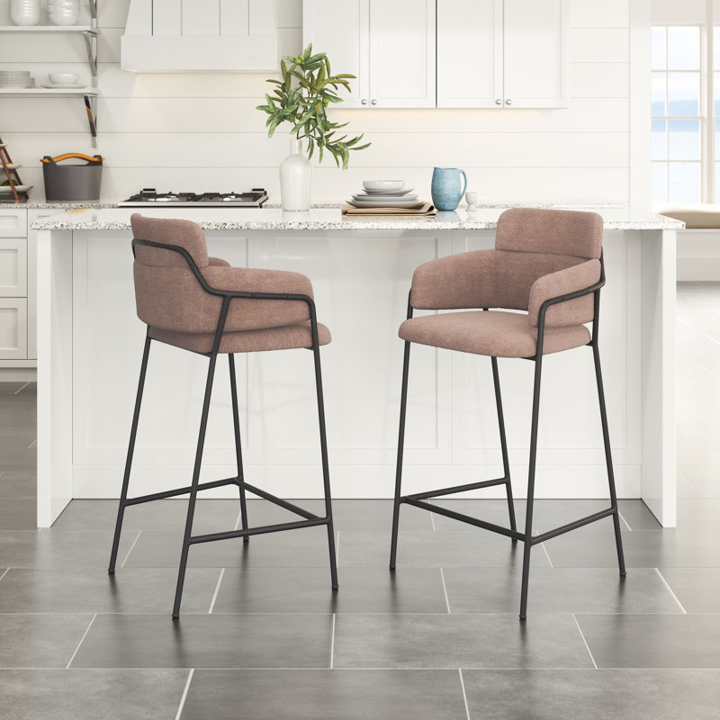 Kidman Upholstered Counter Stool, Counter Stool (26" Seat Height), Brown