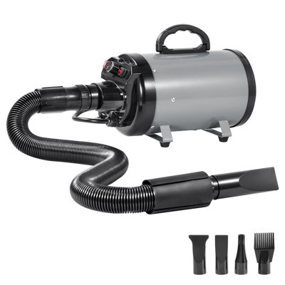 Dog Blow Dryer, 2800w/4.3hp With Adjustable Speed And Temperature, 4 Nozzles For Different Fur Qualities, Extendable Hose, Grey Black, Safe Pet Grooming Process Dryer Grooming, Temperature Control,