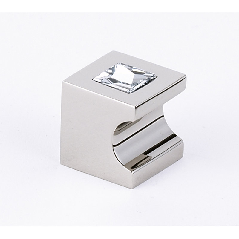 Swarovski Crystal Square Knob, 0.75" H x 0.75" W x 0.75" D, Polished Nickel