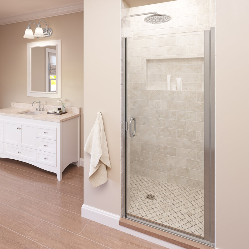 Infinity 27" W x 72" H Semi-Frameless Shower Door, AquaGlideXP clear, Silver