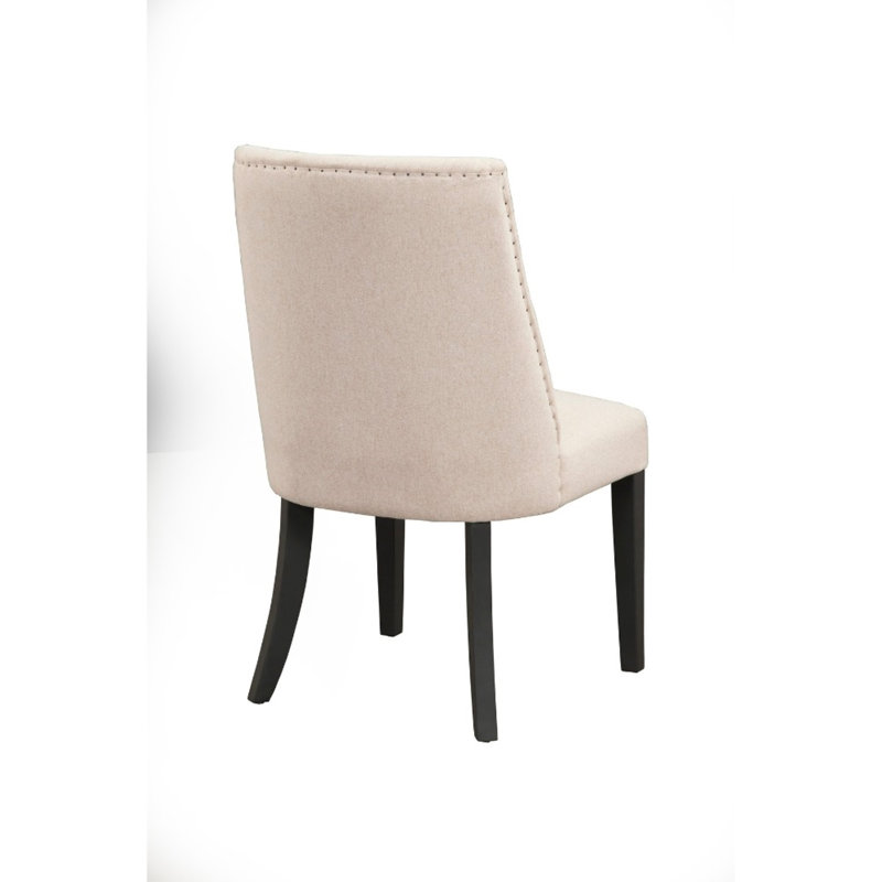 Ensemble de 2 chaises Parson rembourrées en tissu crème et noir