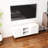 60 - 69 Inches Modern Tv Stand With Wave Pattern Doors, Open Middle Shelf For And Decor, Adjustable Storage, White Gold Accented Cabinet Living Room Inches, Dual Gaming Consoles, Movable Shelf,