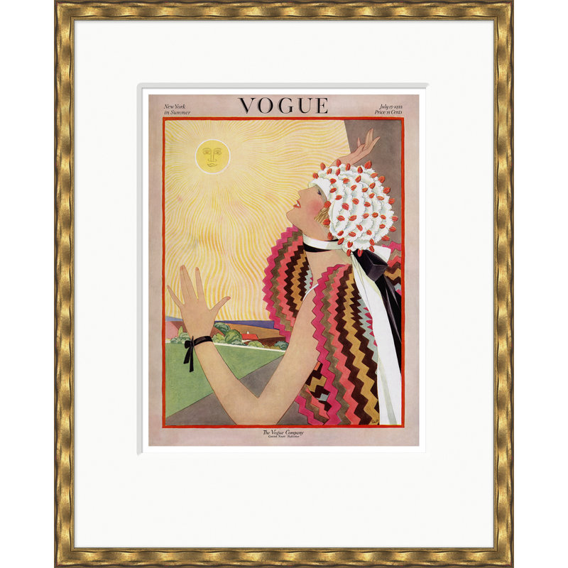 Vogue Cover, New York In Summer, George Wolfe Plank, July 15, 1922 Print by George Wolfe Plank, Gold