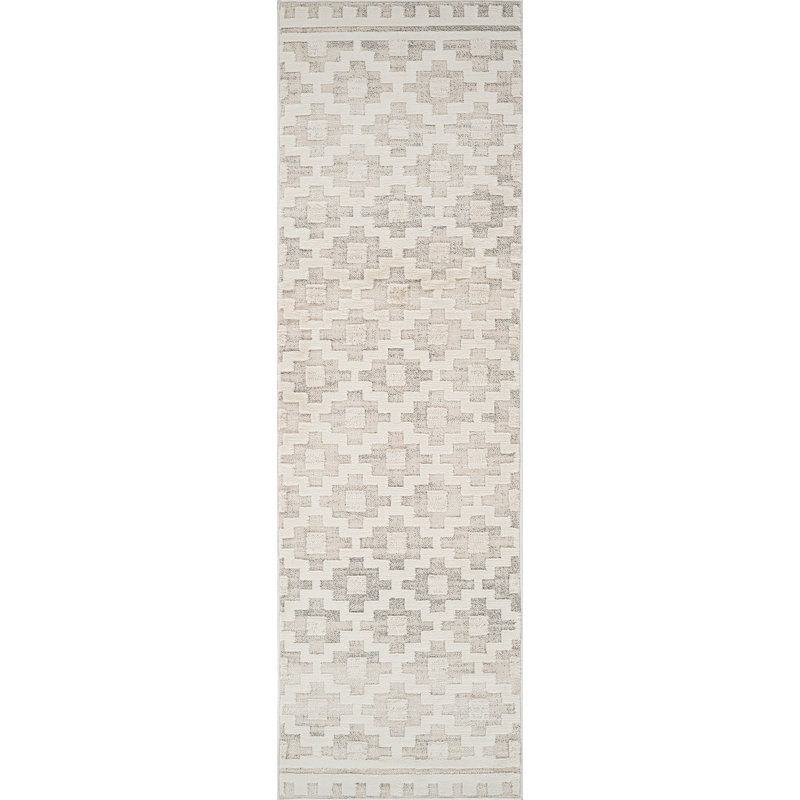 Tapis de couloir intérieur moderne, beige crème., Tapis de couloir 2 pi 3 po x 8 pi