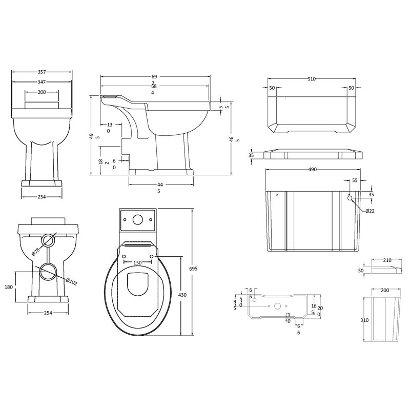 Nuie 6L LPF Close Coupled Toilets