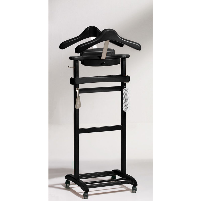 Solid Wood Freestanding Valet Stand, Black