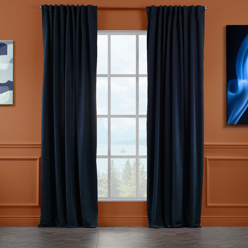 Blackout Thermal with Liner Extra Long & Extra Wide Decorative Curtain Single Panel, 280cm Width x 325cm Drop, Blue